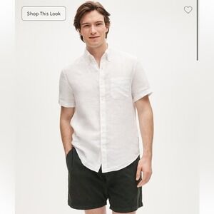 J. Crew Linen Slim short-sleeve Baird McNutt Irish linen man's shirt Large